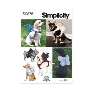 Simplicity 9875 Pattern Dog Harnesses Wings Sizes S-L Novelty Halloween Costume